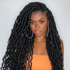 Get The Best Faux Locs Lace Wig From West Kiss, Soft Premium Quality Synthetic Braid Hair 36'' Long Dreadlock Lace Wigs Are Easy To Maintain, Goddess Locs Wig is Full But Lightweight, Super Natural Baby Hair For Women To Achieve A Seamless Hairline. Fav Hairstyles, Dreadlock Wig, Faux Locks, Soft Locs, Goddess Locs, Wig Stand, Braid Hair, Braid Hairstyles, Locs Hairstyles