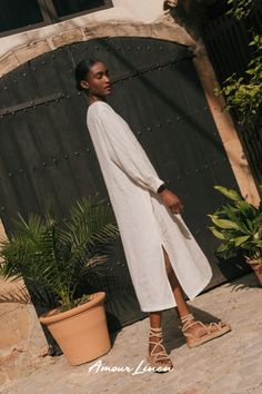 Our long linen Dress AMALIA - is the epitome of versatility and style. Wear it on hot summer days and feel the cool breeze, or layer it with a jacket for spring outings. Handmade from breathable linen. This dress is perfect for baby shower outfits, spring wedding guest attire and casual weekend days. The Linen Dress exudes boho style, aesthetic, minimal, elegant, and classy vibes, ideal for trendy outfits. Add our women's dress to your capsule wardrobe! Chic Linen Midi Dress For Vacation, Spring Linen Maxi Dress For Day Out, Spring Day Out Linen Maxi Dress, Summer Linen Dress For Brunch With Relaxed Fit, Summer Brunch Linen Dress Relaxed Fit, Long Unlined Spring Dress, Unlined Long Dresses For Spring, Breezy Linen Dress For Day Out, Summer Linen Midi Dress For Daywear