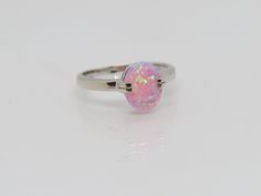 Vintage Sterling Silver Oval Pink Opal Ring ...Marked 925...Total of weights 2.3grams...Size 7...Measure of stone 9 x 7MM...It's in very good condition. Pink Opal Ring, White Opal Ring, Opal Ring, Size 10 Rings, Pink Opal, White Opal, Ring Size 7, Opal Rings, Druzy Ring