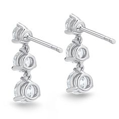 Memoire 18K White Gold 3 Diamond Juliet Drop Diamond Earrings Diamond White Three Stone Earrings For Anniversary, Anniversary Three-stone Diamond White Earrings, Classic Three Stone Diamond Earrings For Formal Events, Formal Diamond Three Stone Earrings, White Gold Linear Earrings For Anniversary, Formal Three Stone Diamond Earrings, Classic Three Stone White Gold Earrings, Elegant Three Stone White Gold Earrings, Formal White Gold Three Stone Earrings