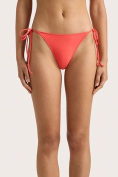 A classic bikini bottom with side ties for adjustability. It is designed to sit on the hips and offers medium coverage. Offered in vibrant Vermillion, pair with the Sete Bikini Top or the Jean Swim Top for a matching set. Body Images, Night Gowns, Maxi Dress Sale, European Women, Faithfull The Brand, Swim Suit Bottoms, Swim Accessories, New Print, Swim Suit