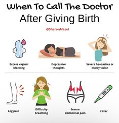 the stages of giving birth and when to call the doctor after giving birth info poster