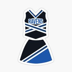 a sticker with the word raven's on it in blue and white stripes