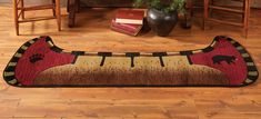 a bear rug sitting on top of a wooden floor