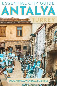 the cover of an essential city guide to antalyya turkey, with lots of art on display