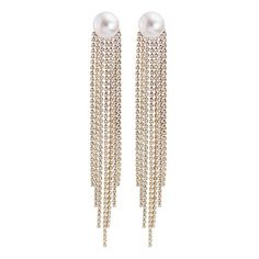 Material: Zinc Alloy, Imitation Pearl, RhinestonesSize: 14cm by 1.5cmWeight: 19g per pairDesign: Pearl, Crystal Tassel Long Dangle Drop Statement Earrings Color: White, Silver Travel Inspired Jewelry, Stick Earrings, Long Gold Earrings, Statement Drop Earrings, Pearl Crystal, Online Earrings, Earrings Color, White Silver, Pearl Jewelry