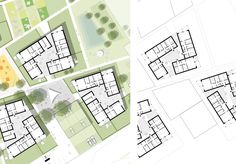 two diagrams showing the plans for an apartment complex