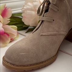 Nwt/ Never Worn Nordstrom Rack Taupe Color Suede Booties. Gorgeous, Soft, Neutral, Block Heel Booties. Size 8.5 W (Wide) Brown Suede Lace-up Boots For Spring, Beige Ankle-high Lace-up Boots For Spring, Spring Beige Booties, Casual Beige Lace-up Heels, Cream Suede Heels With Round Toe, Spring Suede Lace-up Booties, Taupe Ankle Boots For Spring, Casual Suede Heels With Round Toe, Beige Suede Lace-up Boots For Fall