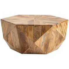 a wooden table that is made out of wood and has geometric designs on the top