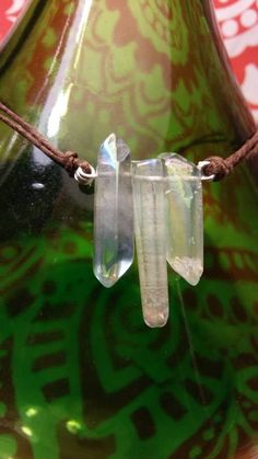 "This listing is for 1, 3 point aura crystal necklace. I've assembled moonlight charged aura crystals on a single silver tone bar attached to natural hemp. The necklace length is 17\" with a 2 inch extender. It is meant to lay close to the neck, slightly longer than a choker just at the top of the collar bone. These aura crystals were charged under the new moon with loving and positive intentions. All of my jewelry comes in an organza bag, suitable for gift giving and carefully packaged for a sa Magical Healing Gemstone Crystal Necklace, Mystical Adjustable Crystal Necklace With Natural Stones, Adjustable Quartz Crystal Necklace Spiritual, Adjustable Quartz Crystal Spiritual Necklace, Adjustable Mystical Moonstone Crystal Necklace, Mystical Adjustable Moonstone Crystal Necklaces, Spiritual Quartz Crystal Necklace, Adjustable Quartz Crystal Necklace For Healing, Adjustable Quartz Crystal Necklace For Spiritual Use