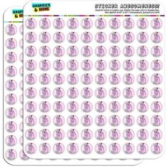 two sheets of stickers with pink and white designs on them