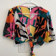 Purchased From Nordstroms, Never Worn. Very Fun Crop Top Wrap. Trendy Pink Top With Abstract Print, Vibrant Pink Tops With Bold Print, Urban Outfitters Multicolor Summer Tops, Urban Outfitters Multicolor Tops For Day Out, Casual Pink Top With Bold Print, Urban Outfitters Pink Beach Top, Pink Tops With Vibrant Print For Brunch, Pink Vibrant Print Top For Brunch, Vibrant Print Pink Top For Brunch