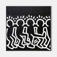 Haring Artwork Abstract Figure Painting Minimalist Dancing People Keith Haring Inspired Keith Haring Style, Abstract Figures, Pop Art Colors, Wabi Sabi Wall Art, Modern Pop Art, Free Frames, Plaster Art, Linen Canvas, Hand Painted Canvas