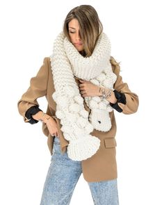 The authentic “Ohh-my-Scarf”. Get cozy in style and complete your outfit with our extra long, oversized, super chunky, soft and timeless scarf. The perfect way to add some more interest to your outfit and definitely stay warm and safe on the coldest winter days. Recommending to just throw it around your neck and cuddle. Use it as a hood or even just wear it above your leather jacket as a fichu. Scarf on! This is a 100% Handmade piece in Greece. Please note that this unique item is being knitted Ribbed Scarf, Mum Fashion, Chunky Scarves, Oversized Scarf, Super Chunky, Heavy Knit, Getting Cozy, Sweaters Oversized, Sweater Sleeves