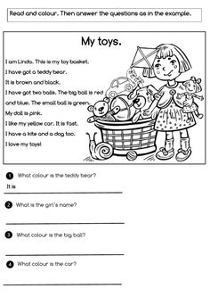 the worksheet for reading and writing about toys