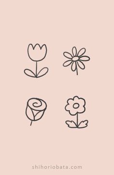 four different types of flowers on a light pink background with the words,'love is in