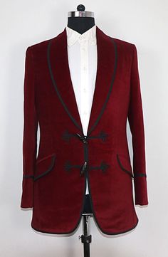 Party Wear Blazers, Burgundy Velvet Blazer, Frog Closure, Dapper Gentleman, Slim Fit Jackets, Burgundy Velvet, Dapper Men, Bespoke Tailoring, Bad Things