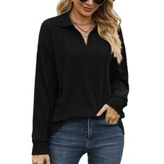 SHIBEVER Long Sleeve Tops for Women Fall Blouses V Neck Tshirts Casual Tunics Henley Shirts. This women tops use skin-friendly and comfortable fabric allow you wear it all season. V neck casual tops henley shirt is perfect for casual and formal days, women long sleeve tops uses lapel collar and a perfect streamlined cut. When you put on long sleeve shirts for women, you will be more look thinner and eye-catching. Color Map Our women trendy plain color long sleeve t-shirts come in three beautiful Tunic Tops With Jeans, Fall Long Sleeve Shirts, Women Fall Tops, Fall Shirts Women, Womens Tops Dressy, Fall Blouse, Tunic Tops Casual, Casual Tunics, Casual Long Sleeve Shirts