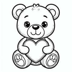 Valentines day coloring pages Coloring Pages Love, Valentines Day Coloring Pages, Valentines Day Teddy Bear, Teddy Bear Clipart, Bear Tattoos, Valentines Day Coloring