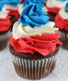 cupcakes with red, white and blue frosting