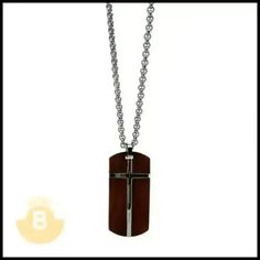 Galeno Stainless Steel Necklace with Rosewood Crucufix Inlay (24" chain) - BERML BY DESIGN JEWELRY FOR MEN Diamante Bracelet, Leather Choker Necklace, Special Necklace, Pearl Choker Necklace, Chain Choker Necklace, Pearl Choker, Steel Necklace, Chain Choker, Stainless Steel Necklace