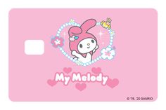 a pink mouse pad with an image of a bunny on the front and words,'my melody '