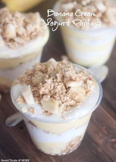 banana cream yogurt parfaits with granola topping