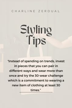 a person holding a shopping bag with the text saying styling tips instead of spending on trend, invest in pieces that you can pair