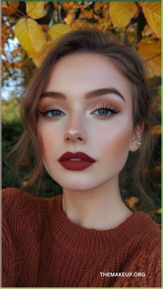 Fall Makeup Trend, Fall Makeup Looks, Smink Inspiration, Fall Makeup, Makeup Pictures, Red Lipstick, Wedding Hair And Makeup, Glam Makeup, Makeup For Brown Eyes