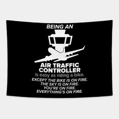 a black and white sign that says being an air traffic controller is easy as riding a bike