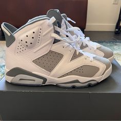 For Sale Is A Worn Once Pair Of Air Jordan 6 Retro Cool Greys. They Are In Mint Condition Practically Brand New. White Leather Jordan Shoes With Perforated Toe Box, White Low-top Jordan Shoes With Perforated Toe Box, White Jordan Shoes With Perforations, White Synthetic Jordan Shoes With Perforations, Casual Jordan Shoes With Perforated Toe Box, Casual White Jordan Shoes With Perforated Toe Box, Casual Lace-up Jordan Shoes With Perforated Toe Box, White Jordan Shoes With Perforated Toe Box, Casual White Jordan Shoes With Perforations