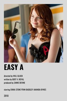 a woman holding up a pair of glasses in front of her face with the caption easy a