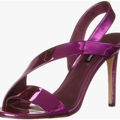 Nwot Or Box Excellent Condition Lightweight Synthetic Rubber Slip On Round Toe Solid Soles Beautiful Metallic Size 7.5 Summer Purple Patent Leather Heels, Purple Patent Leather Party Heels, Purple Patent Leather Heels For Party, Synthetic Rubber, Nine West Shoes, Heeled Sandals, Nine West, Shoes Women Heels, Sandals Heels