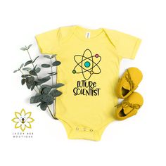 Looking for an adorable baby gift? Then this cute and 'Future Scientist' baby bodysuit or shirt is perfect!! ---> Size chart available in the listing images. If a shirt size you're looking for is out of stock send me a message and I can give you an approximate date when it will be back in stock. Toddler and youth shirt sizes are available in this listing: HOW TO ORDER 1. Choose the shirt size from the drop down menu 2. Choose the color from the drop down menu. 3. Add to cart 4. If you want mo Playful Short Sleeve Onesie As A Gift, Playful Short Sleeve Onesie Gift, Playful Short Sleeve Onesie As Gift, Cute Pre-shrunk Onesie, Cute Unisex Pre-shrunk Onesie, Cute Onesie With Graphic Print, Cute Graphic Print Onesie As A Gift, Cute Graphic Print Onesie As Gift, Cute Fitted Pre-shrunk Onesie