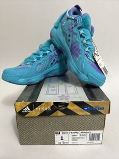 ad eBay - Find many great new & used options and get the best deals for New Adidas Pixar Dame 7 ExtPly C Monsters Inc Sulley Kids Shoes S28977 Size US 1 at the best online prices at eBay! Free shipping for many products! Top Basketball Shoes, Disney Shoes, Happiest Place On Earth, Monsters Inc, Diy Shoes, Turquoise Color, Shoe Game, Kids Clothing, Basketball Shoes