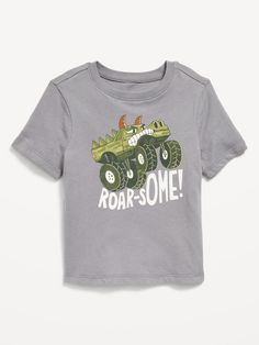 crew neck short sleeves graphic at front relaxed fit hits below waistmachine wash according to the care instruction label Toddler Tshirts With A Jeep, 3rd Birthday Shirts For Boys Trucks, Toddler Race Car Shirt, Train Toddler Shirt, Graphic Tee Short Sleeve T-shirt For Fishing, Old Navy Shorts, Boys Graphic Tee, Toddler Boy Outfits, Toddler Gifts