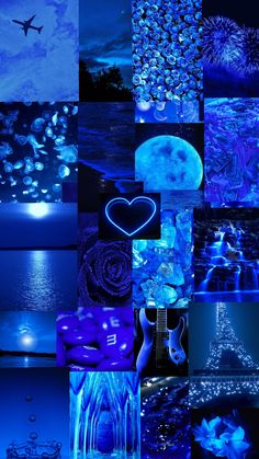 the collage shows blue and purple images