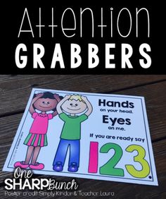 a poster with the words attention grabbers and an image of two children holding hands