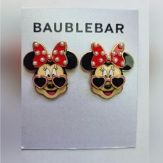 Baublebar New Earrings Minnie Mouse With Sun Glasses. Disney Disney Colors, New Earrings, Black Red, Minnie Mouse, Black And Red, Jewelry Earrings, Women Jewelry, Sun, Sunglasses