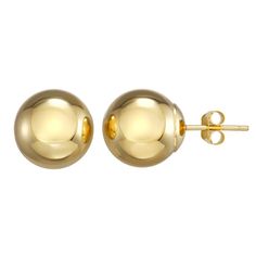 Timelessly styled, these 14k gold ball hoop earrings are a wardrobe essential. Timelessly styled, these 14k gold ball hoop earrings are a wardrobe essential. Diameter: 10 mm Backings: post Metal: 14k gold Finish: polished Packaging: boxed Size: One Size. Color: Yellow. Gender: female. Age Group: adult. Classic 14k Gold Earrings With Shiny Finish, Yellow Gold Round Beads Earrings, Classic Yellow Gold Earrings With Shiny Finish, Classic Shiny Yellow Gold Earrings, Classic White Gold Round Jewelry, 14k Yellow Gold Round Bead Earrings, 14k Yellow Gold Earrings With Round Beads, Classic Gold Sphere Earrings, Hypoallergenic Yellow Gold Round Bead Earrings