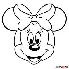 minnie mouse face with a big bow on it's head coloring pages for kids