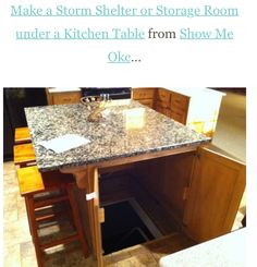 the kitchen table has been opened to reveal a hole in the floor that is below it