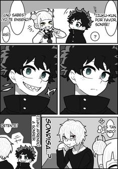 an anime comic strip with two different faces