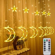 120 LED Curtain Lights, Moon Star Window Fairy String Lights, String Hanging Lights with Remote for Bedroom Backdrop Wedding Party Garden Indoor Decoration.Star and moon shape curtain lights are an alternative to small fairy lights.They are perfect Christmas lights to have at home because of the no heat, no radiation, low consumption and high safety nature that adds stunning visuals to the home indoors and outdoors. Great for windows, pergolas, bed frames, and anywhere you want a so-called "wall Led Christmas Decor, Battery Christmas Lights, Decoraciones Ramadan, Led Garland, Led Curtain, Curtain String Lights, Mubarak Ramadan, Ramadan Decoration, Merry Christmas Decoration