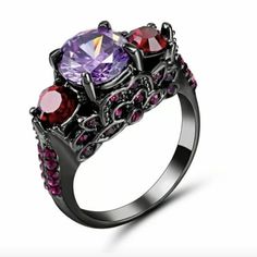 Brand New Amethyst Black Gold Filled Ring. Makes An Excellent Gift. New To Poshmark? Use Referral Code Kimberlyn222 To Receive $10. Black Amethyst Round Jewelry, Pink Sapphire Wedding Band, Pink Sapphire Engagement, Pink Sapphire Ring Engagement, Black Gold Ring, Ring Sets Boho, Sapphire Wedding Rings, Amethyst Ring Engagement, Black Engagement Ring