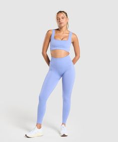 YOUR EVERYDAY UNIFORM Whether it’s a gym & yap date or brunch with your best girls, these confidence-boosting fits are your new everyday uniform. • Supportive, stay-put waistband means you can focus on what you’re doing (and not on your leggings riding down)• Stretchy, soft seamless fabric keeps you comfy and free to move however you like• Cute, minimalist colours to mix & match or pair with your other faves• Intricate corset-inspired details shape your physique to help you feel your most confident SIZE & FIT • Body fit• Regular length• Model is 5'7" and wears a size S MATERIALS & CARE• 90% Nylon, 10% Elastane• Seamless construction SKU: B1B7A-UCVF Fitted Blue Seamless Leggings, Blue Gymshark Leggings, Blue Seamless High-stretch Activewear, Blue Micro-elastic Seamless Leggings, Gifts For Gym Lovers, Blue Seamless Micro-elastic Leggings, Athletic Dresses, Everyday Uniform, Workout Sets