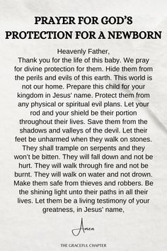 prayer for god's protection for a newborn