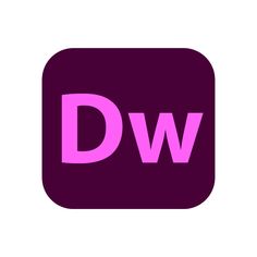 the word dw is shown in pink on a purple square with a white background