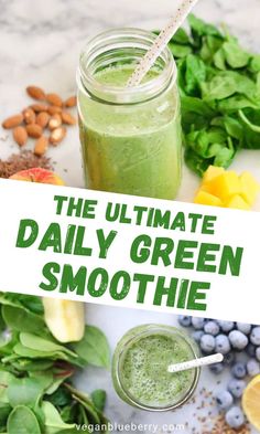 Healthy green smoothie made for a healthy snack or for vegan breakfast. The Perfect Smoothie, Smoothies Breakfast, Energizing Smoothies, Lemon Juice Benefits, Best Green Smoothie, Perfect Smoothie, High Calcium, Lemon Benefits