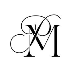 the letter m is made up of two letters, one in black and white with an elegant